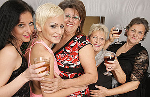 Five horny old and young lesbians make it pair be proper of Christmas
